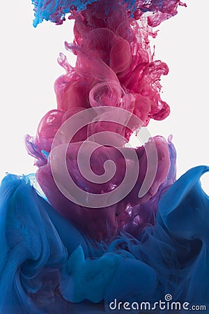 Color ink drop in water. redish violet, deep blue Stock Photo