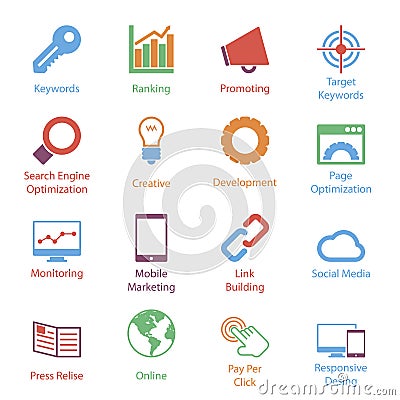 Color Internet Marketing Icons Vol 1 Vector Illustration