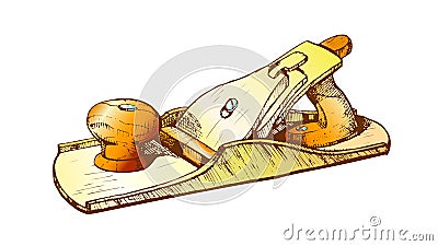 Color Jack-plane Hand Industry Instrument Closeup Vector Vector Illustration