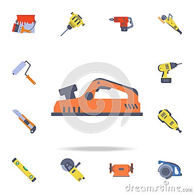 color jack-plane icon. Detailed set of color construction tools. Premium graphic design. One of the collection icons for websites Stock Photo