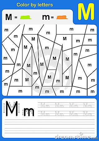 Color by letter alphabet worksheet - Color and Writing Vector Illustration