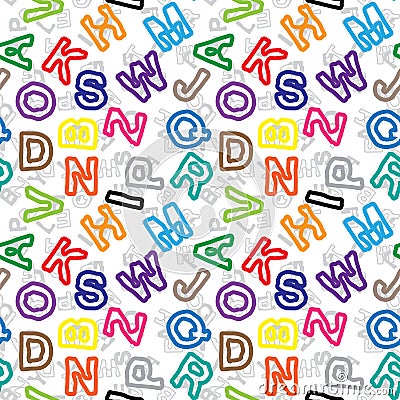 Color letters on white background seamless pattern Vector Illustration