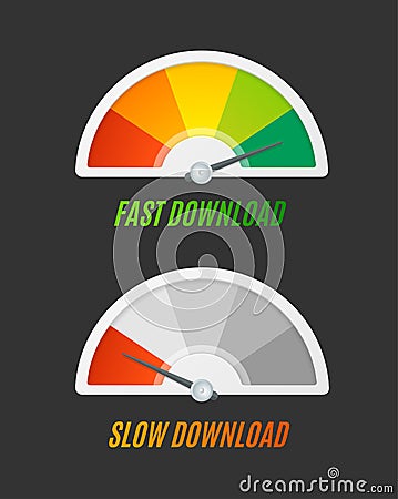 Color Level Indicator Download Speed Set. Vector Vector Illustration