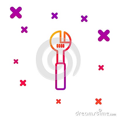 Color line Adjustable wrench icon isolated on white background. Gradient random dynamic shapes. Vector Illustration Vector Illustration