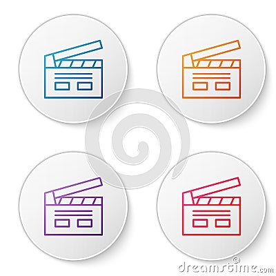 Color line Bollywood indian cinema icon isolated on white background. Movie clapper. Film clapper board. Cinema Vector Illustration