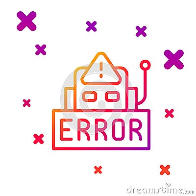 Color line Error in the operation program of the robot icon isolated on white background. A broken chip of a robot Vector Illustration