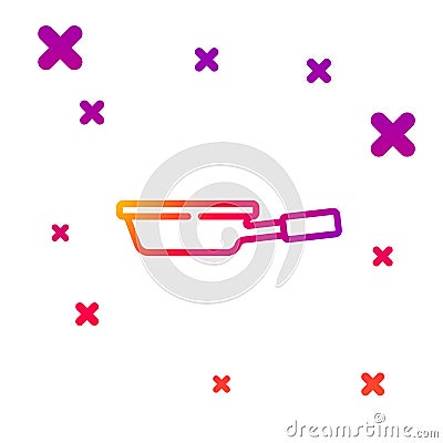 Color line Frying pan icon isolated on white background. Fry or roast food symbol. Gradient random dynamic shapes Vector Illustration