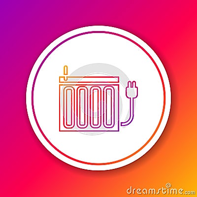 Color line Heating radiator icon isolated on color background. Circle white button. Vector Vector Illustration