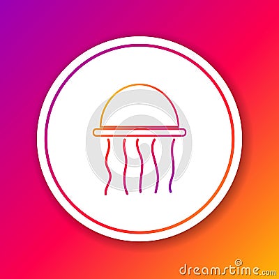 Color line Jellyfish icon isolated on color background. Circle white button. Vector. Vector Illustration