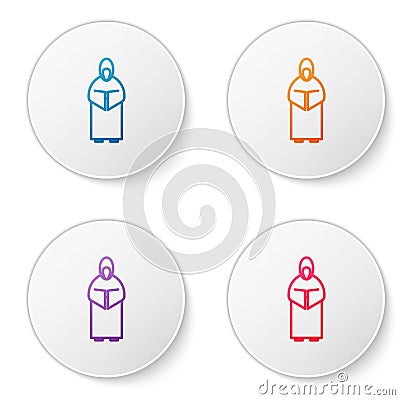 Color line Monk icon isolated on white background. Set icons in circle buttons. Vector Illustration Vector Illustration