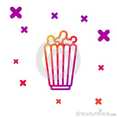 Color line Popcorn in cardboard box icon isolated on white background. Popcorn bucket box. Gradient random dynamic Vector Illustration
