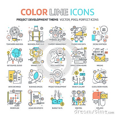 Color line, Project development concept illustrations, icons Cartoon Illustration
