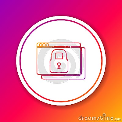 Color line Secure your site with HTTPS, SSL icon isolated on color background. Internet communication protocol. Circle Vector Illustration