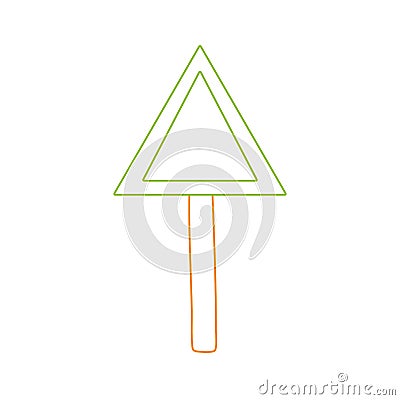 Color line triangle warning metal notices frame Vector Illustration