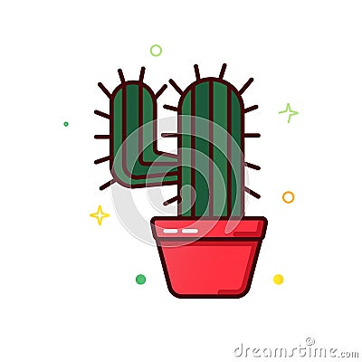 Color line vector icon of cactus Vector Illustration