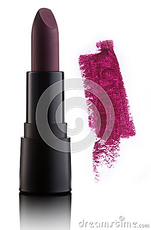 Color lipstick with smudged stroke isolated Stock Photo