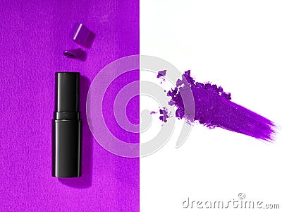 Color lipstick with smudged stroke with color swatch Stock Photo