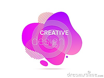 Color liquid gradient abstract stripe pattern. Vector fluid neon pink purple color overlap shape Vector Illustration