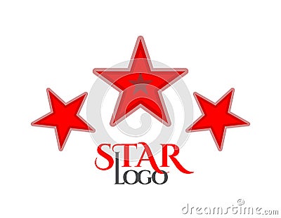 Color logo with three stars and text Vector Illustration