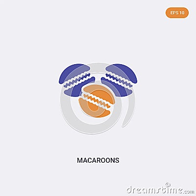 2 color Macaroons concept vector icon. isolated two color Macaroons vector sign symbol designed with blue and orange colors can be Vector Illustration