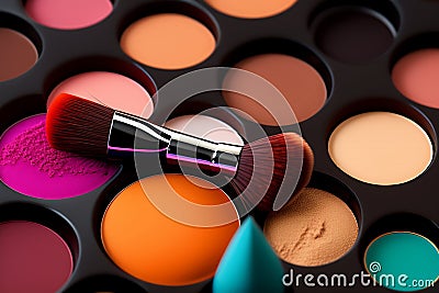 Color makeup palettes. Generative AI Stock Photo
