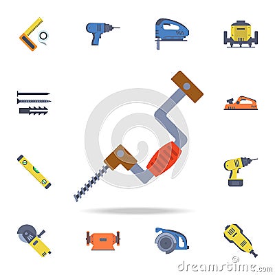 color manual mechanical drill icon. Detailed set of color construction tools. Premium graphic design. One of the collection icons Stock Photo