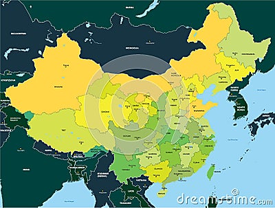 Color map of China Vector Illustration