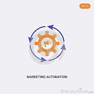 2 color Marketing Automation concept vector icon. isolated two color Marketing Automation vector sign symbol designed with blue Vector Illustration