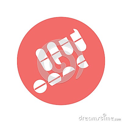 Color medicine flat icon with white background Vector Illustration