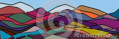 Color mountains, translucent waves, abstract glass shapes, modern background, vector design Illustration for you project Vector Illustration