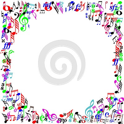 Color music notes page border Stock Photo