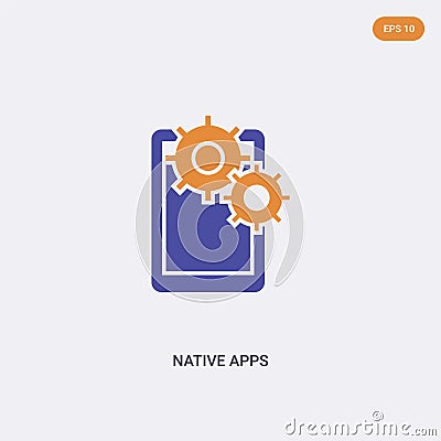 2 color Native apps concept vector icon. isolated two color Native apps vector sign symbol designed with blue and orange colors Vector Illustration