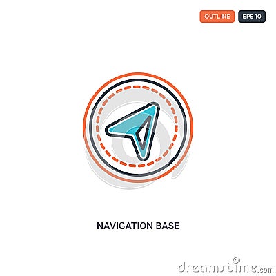 2 color Navigation base concept line vector icon. isolated two colored Navigation base outline icon with blue and red colors can Vector Illustration