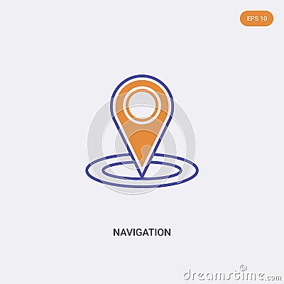 2 color Navigation concept vector icon. isolated two color Navigation vector sign symbol designed with blue and orange colors can Vector Illustration