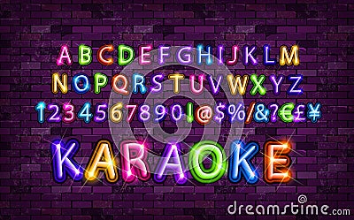 Color neon font set. Vector Illustration