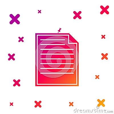 Color Note paper with pinned pushbutton icon isolated on white background. Memo paper sign. Gradient random dynamic Vector Illustration