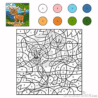 Color by number (cat) Vector Illustration