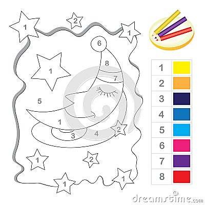 Color by number game Vector Illustration