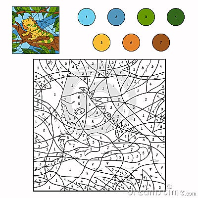 Color by number iguana Vector Illustration