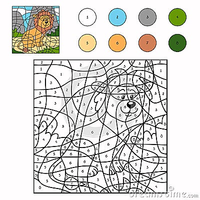 Color by number (lion) Vector Illustration