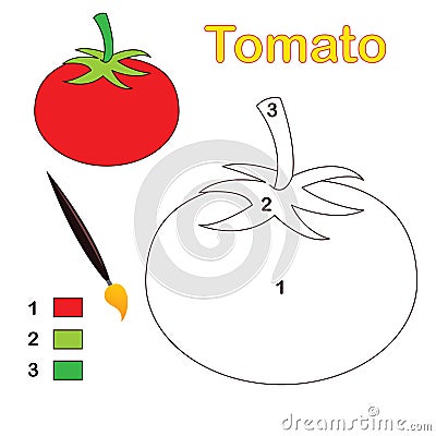 Color by number: tomato Vector Illustration