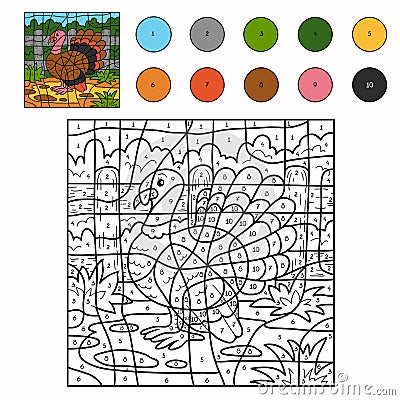 Color by number (turkey) Vector Illustration