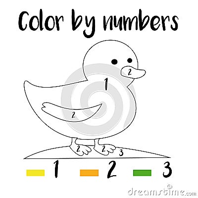 Color by numbers, printable worksheet. Educational game for children, toddlers and kids pre school age. Vector Illustration