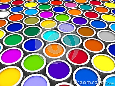 Color paint cans Stock Photo