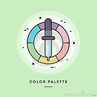 Color palette, flat design thin line banner. Vector illustration. Vector Illustration