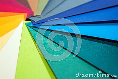 Color palette guide. Colored textured paper samples swatch catalog. Bright and juicy rainbow colors. Beautiful abstract background Stock Photo