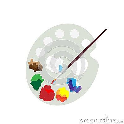 Color palette and paint brush, artist icon flat design. Vector. Vector Illustration