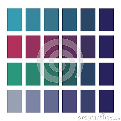 Color palette vector. Assorted color swatches. Square blocks pattern. Gradient shades design. Vector Illustration
