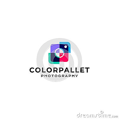 Color Pallet Camera Colorful logo vector icon illustration Cartoon Illustration