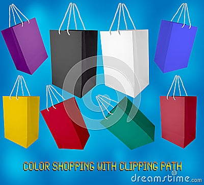 Color paper bags with clipping path Stock Photo